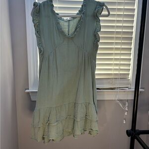 Green Ruffled Sleeveless Dress
